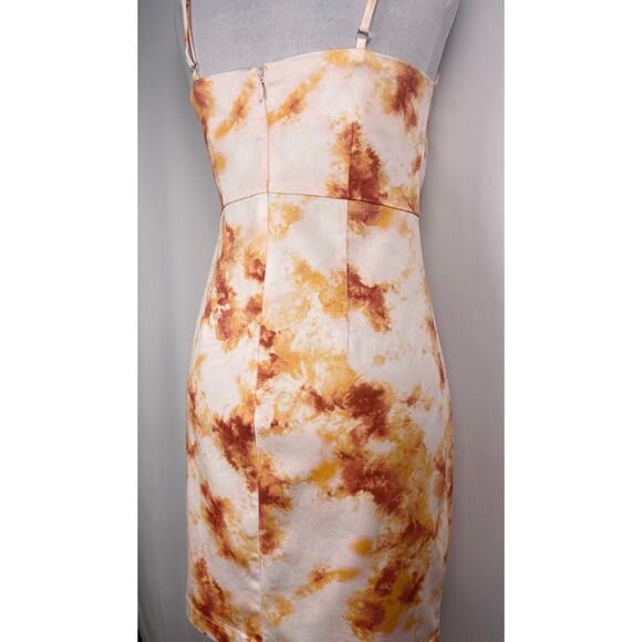 Forever 21 Tie-Dye Orange & Yellow Bodycon Mini Dress Size S - Picture 4 of 6